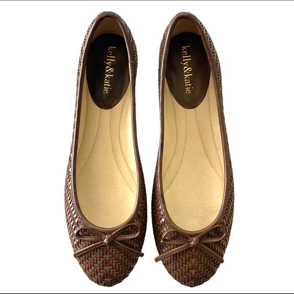 Kelly & Katie Shoes - Kelly & Katie Ballet Flat Women’s Size 8.5 Woven Style Brown Cognac